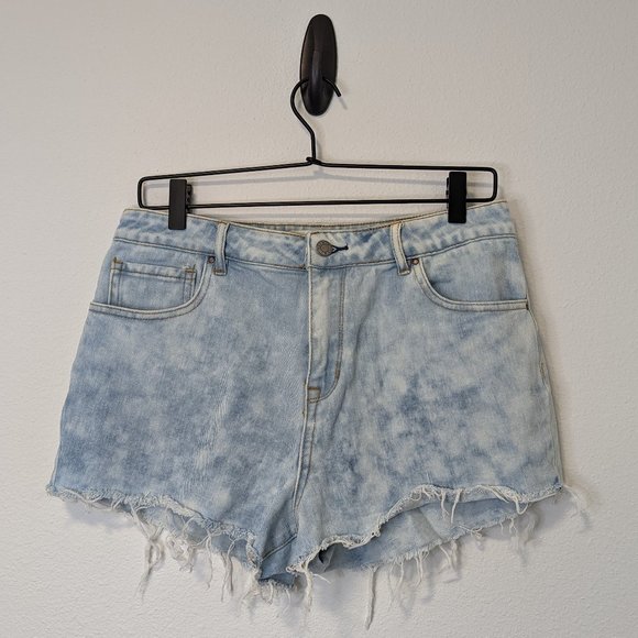 Risen Blush Acid Wash High Rise Cuffed Jean Shorts